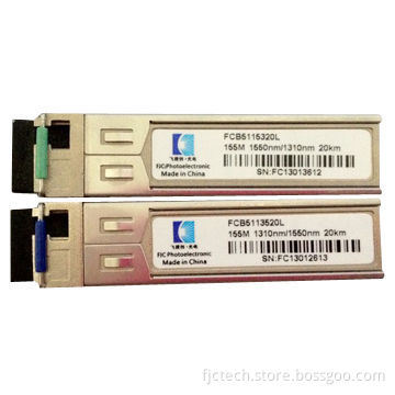 BIDI Single-mode LC SFP Transceiver with DDM and 155MHz Data Rate